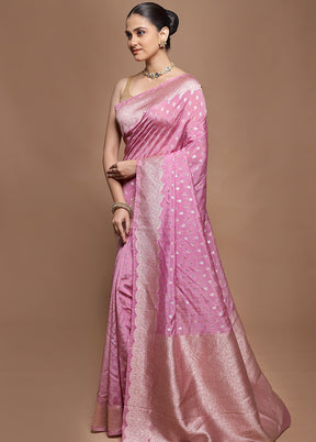 Pink Dupion Silk Saree With Blouse Piece
