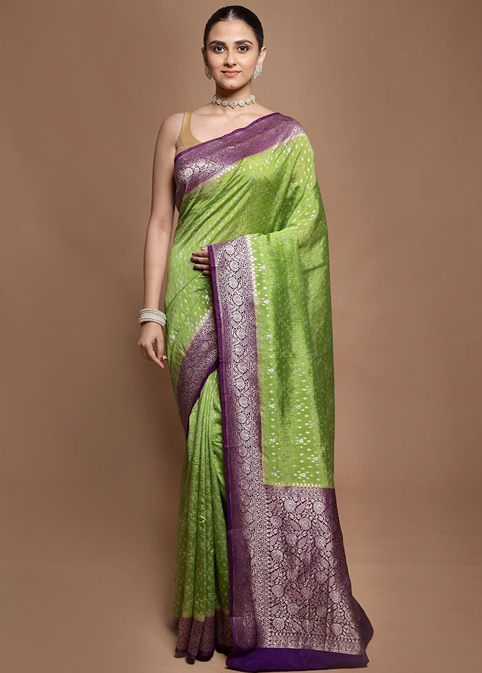 Green Dupion Silk Saree With Blouse Piece