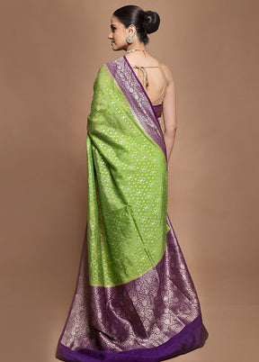 Green Dupion Silk Saree With Blouse Piece