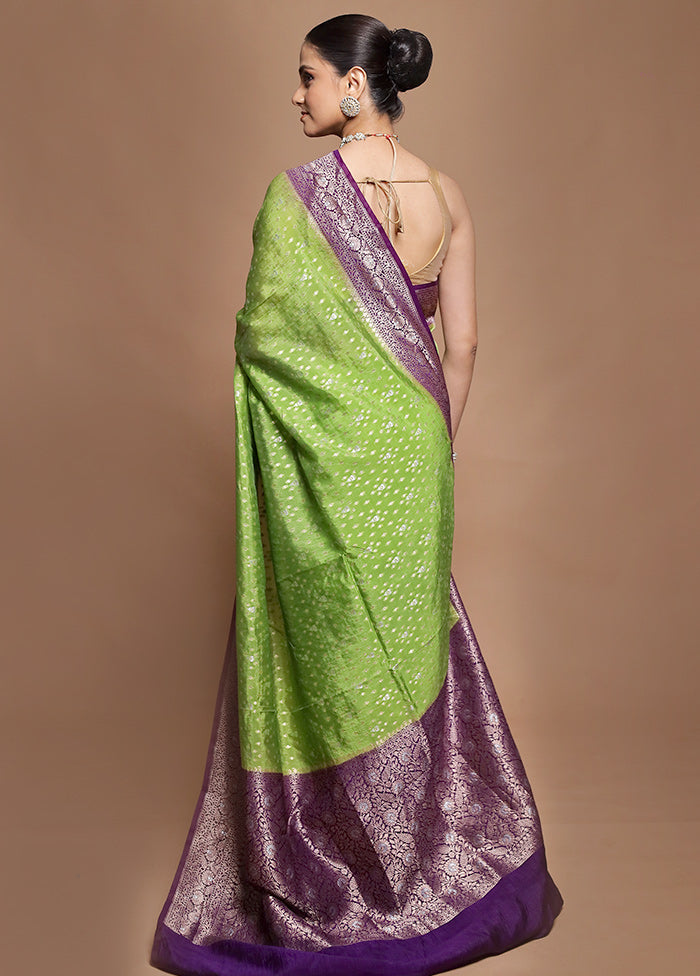 Green Dupion Silk Saree With Blouse Piece