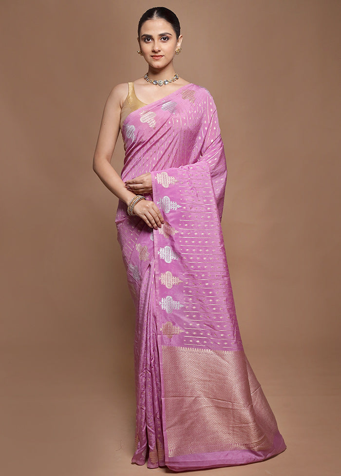 Pink Dupion Silk Saree With Blouse Piece