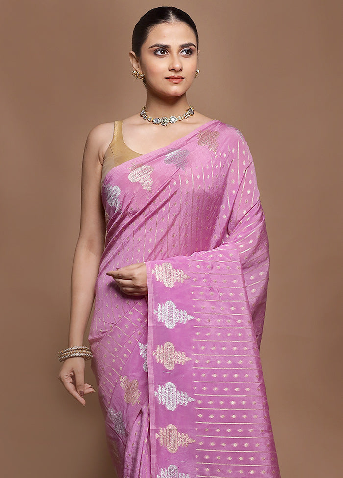 Pink Dupion Silk Saree With Blouse Piece