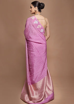 Pink Dupion Silk Saree With Blouse Piece