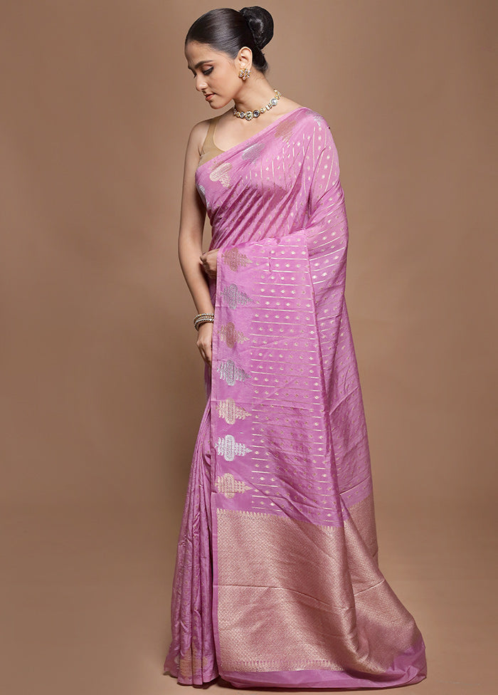 Pink Dupion Silk Saree With Blouse Piece