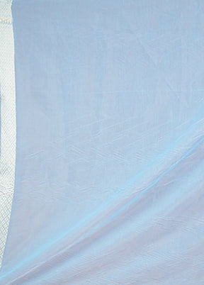 Blue Kora Silk Saree With Blouse Piece