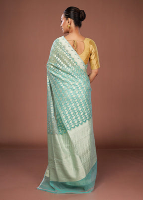 Green Kora Silk Saree With Blouse Piece