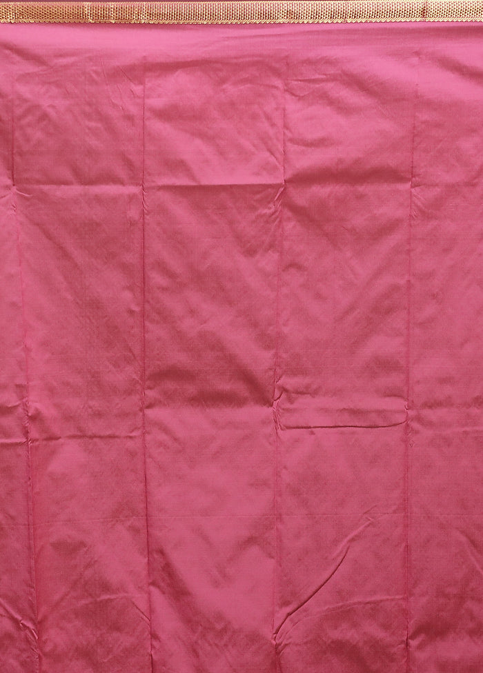 Pink Kanjivaram Silk Saree With Blouse Piece