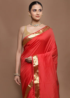 Red Kanjivaram Silk Saree With Blouse Piece