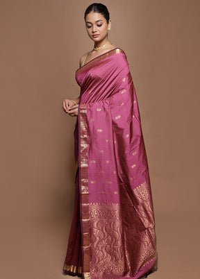 Pink Kanjivaram Silk Saree With Blouse Piece