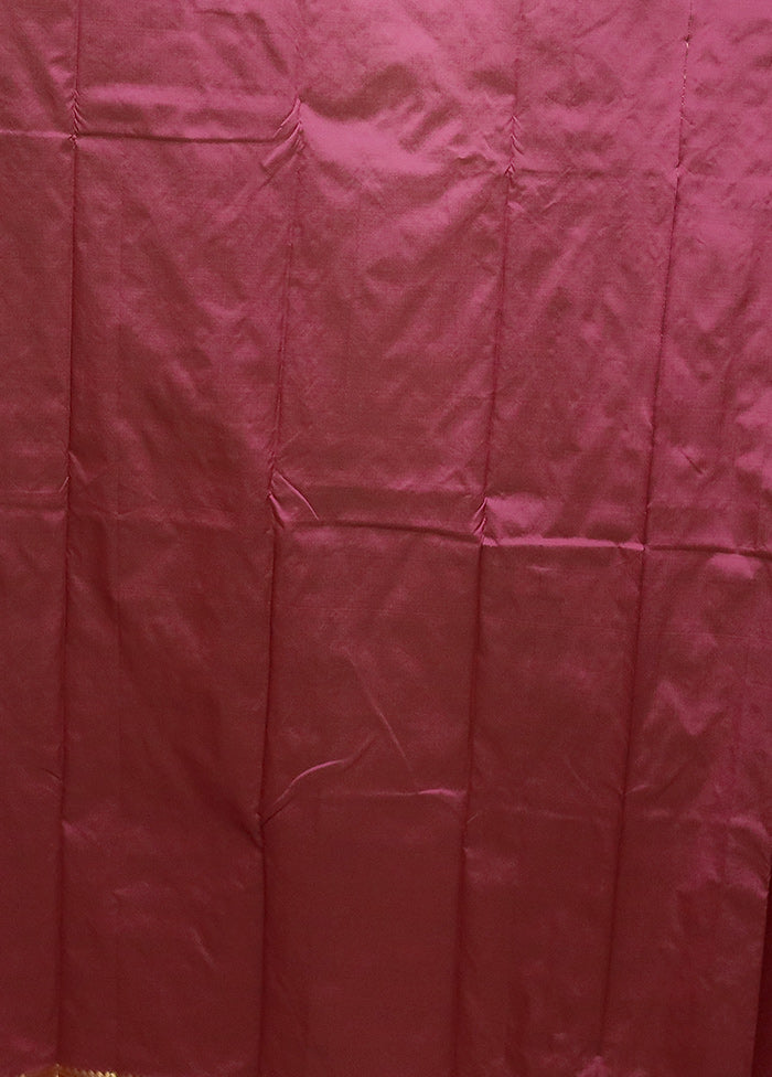 Pink Kanjivaram Silk Saree With Blouse Piece