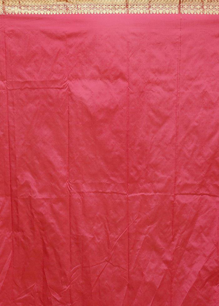Pink Kanjivaram Silk Saree With Blouse Piece