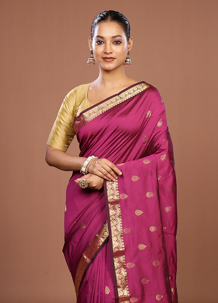 Purple Kanjivaram Silk Saree With Blouse Piece