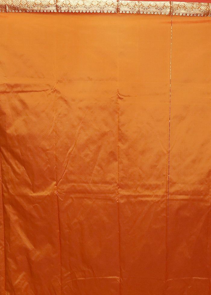 Rust Kanjivaram Silk Saree With Blouse Piece