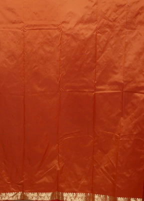 Rust Kanjivaram Silk Saree With Blouse Piece