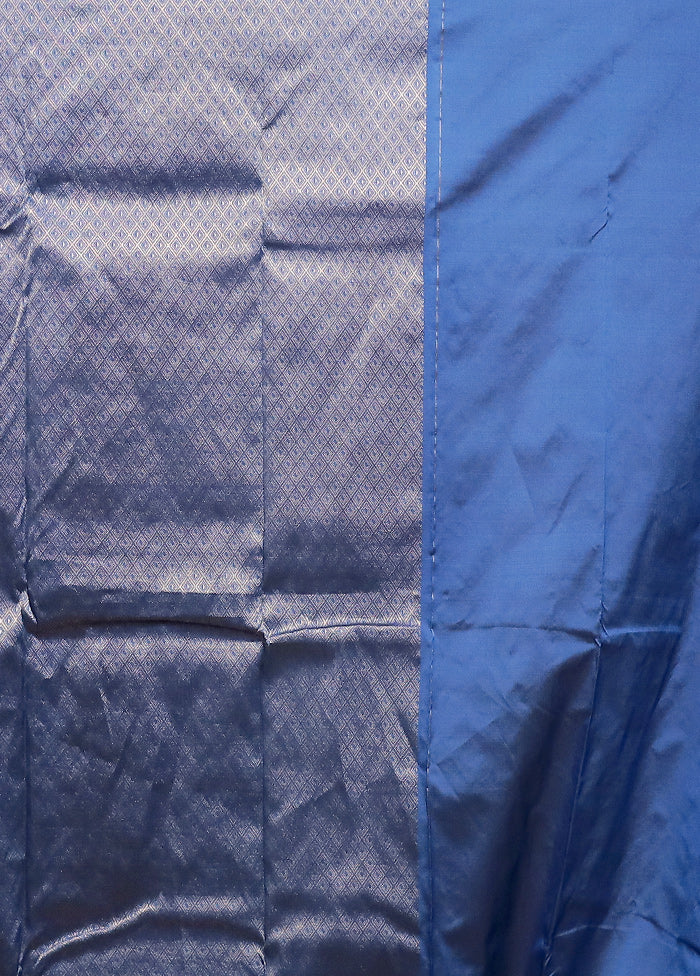 Blue Kanjivaram Silk Saree With Blouse Piece