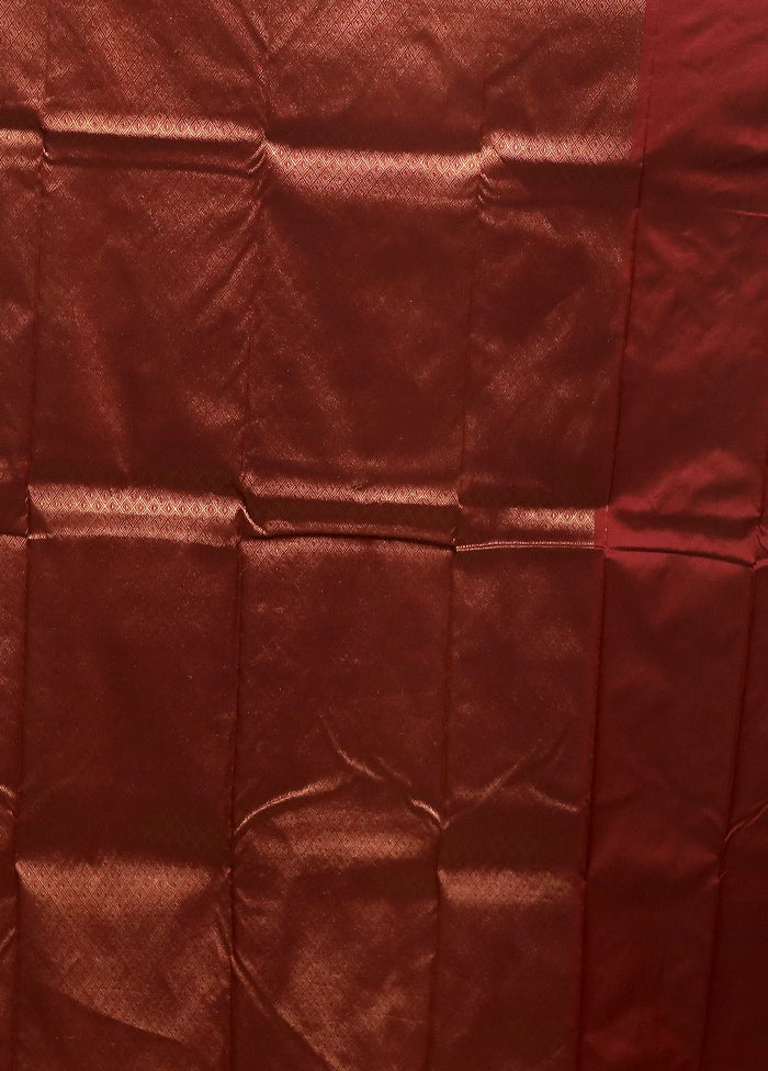 Maroon Kanjivaram Silk Saree With Blouse Piece