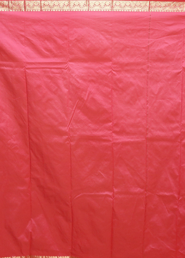 Pink Kanjivaram Silk Saree With Blouse Piece
