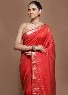Red Kanjivaram Silk Saree With Blouse Piece