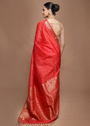 Red Kanjivaram Silk Saree With Blouse Piece