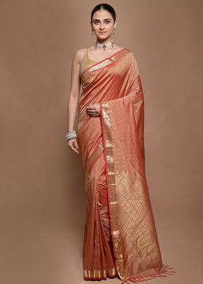 Pink Kanjivaram Silk Saree With Blouse Piece