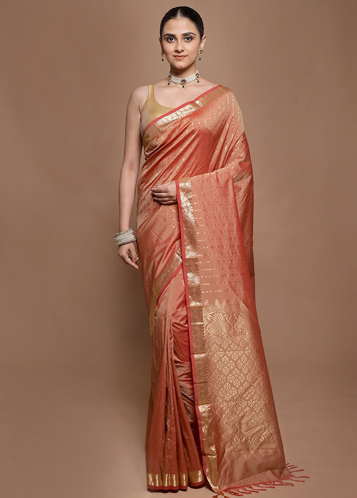 Pink Kanjivaram Silk Saree With Blouse Piece