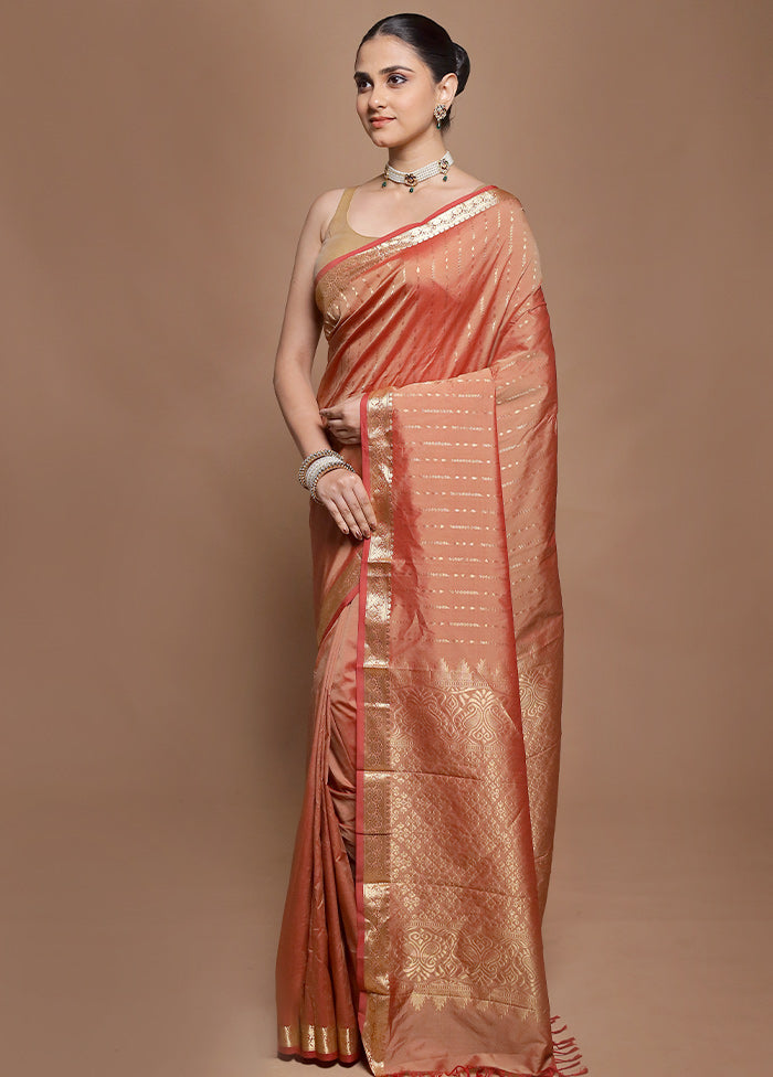 Pink Kanjivaram Silk Saree With Blouse Piece
