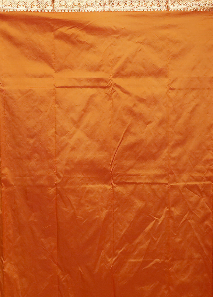 Rust Kanjivaram Silk Saree With Blouse Piece