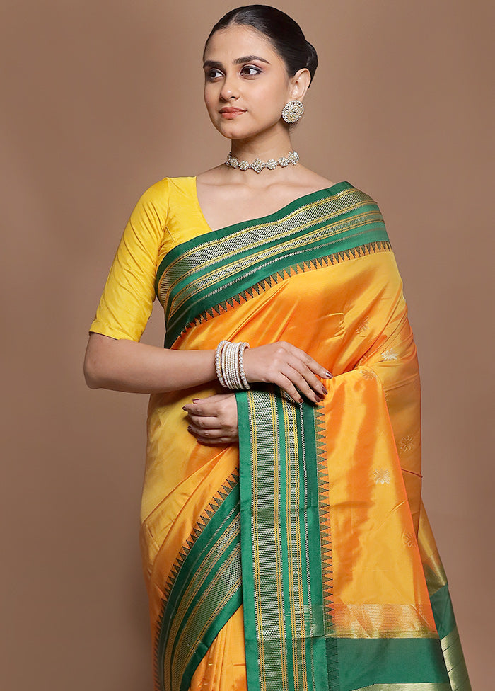 Yellow Kanjivaram Silk Saree With Blouse Piece