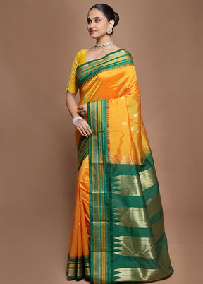Yellow Kanjivaram Silk Saree With Blouse Piece