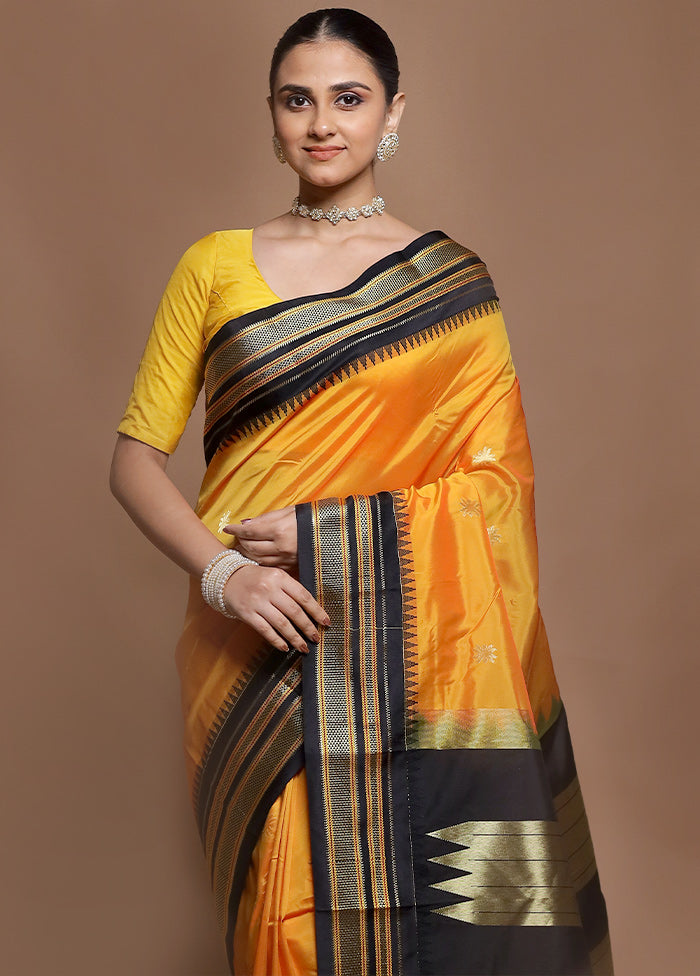 Yellow Kanjivaram Silk Saree With Blouse Piece