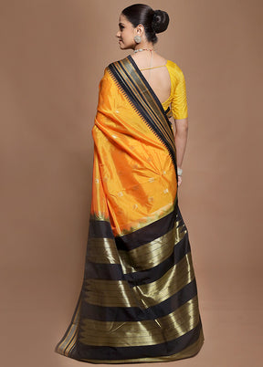 Yellow Kanjivaram Silk Saree With Blouse Piece