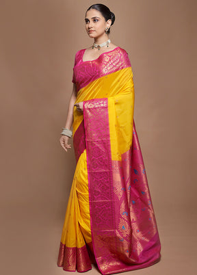 Yellow Kanjivaram Silk Saree With Blouse Piece