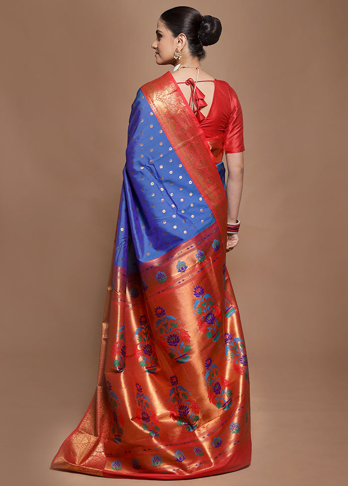 Blue Kanjivaram Silk Saree With Blouse Piece