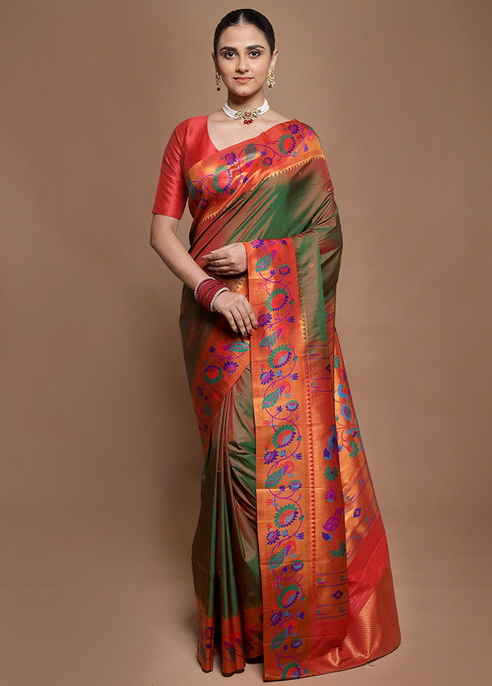Green Kanjivaram Silk Saree With Blouse Piece