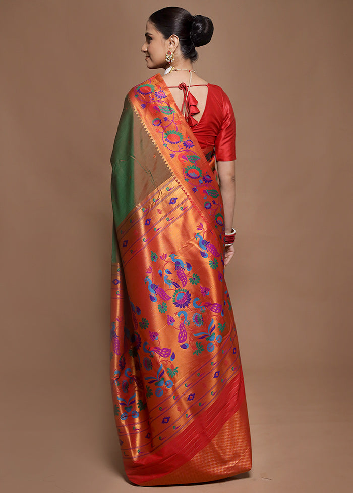 Green Kanjivaram Silk Saree With Blouse Piece