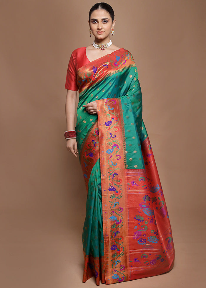 Green Kanjivaram Silk Saree With Blouse Piece