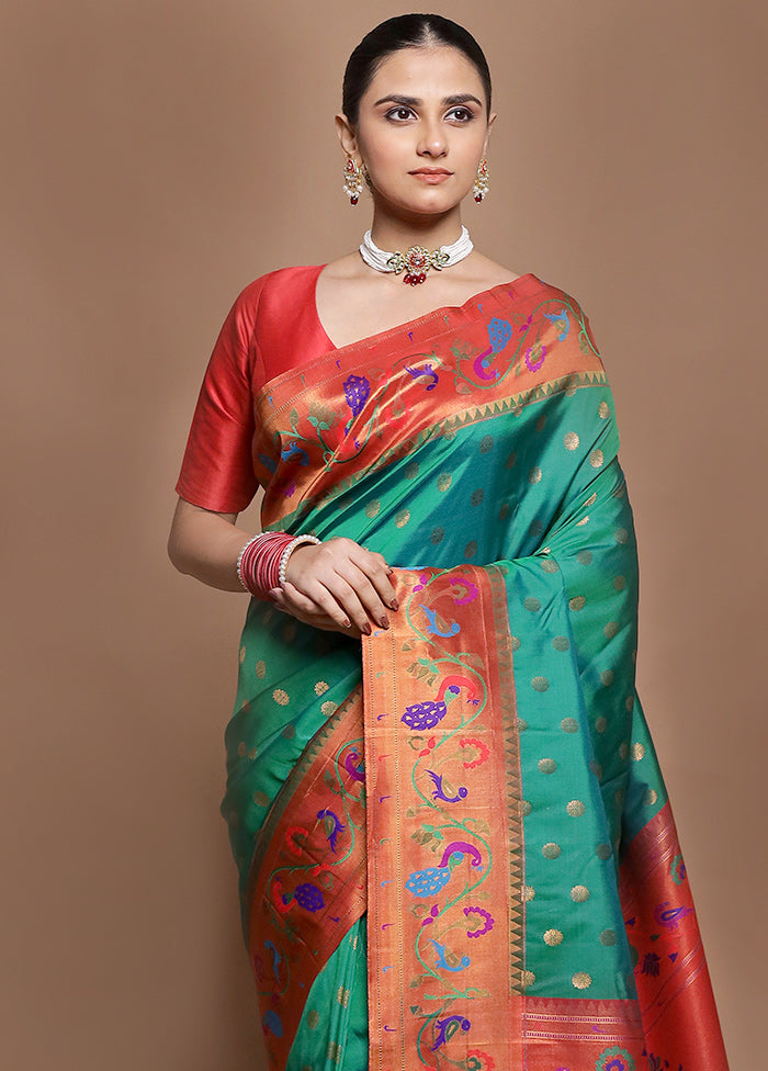 Green Kanjivaram Silk Saree With Blouse Piece