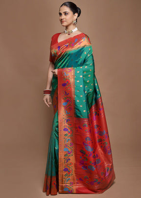 Green Kanjivaram Silk Saree With Blouse Piece