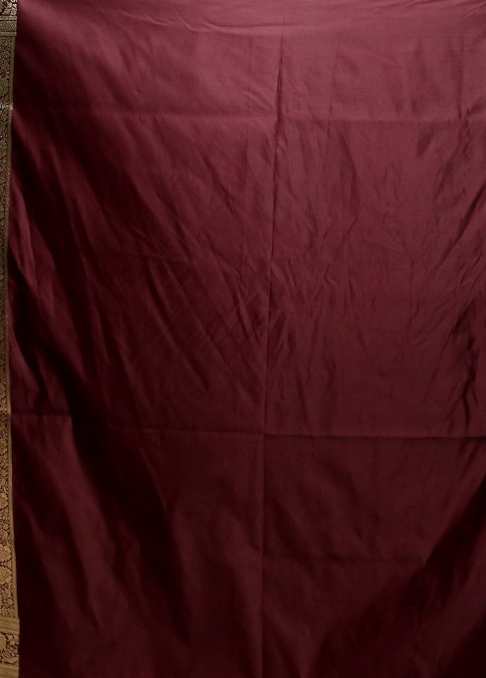 Maroon Banarasi Silk Saree With Blouse Piece