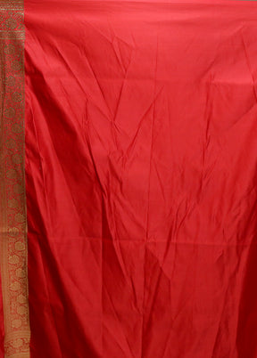 Red Banarasi Silk Saree With Blouse Piece