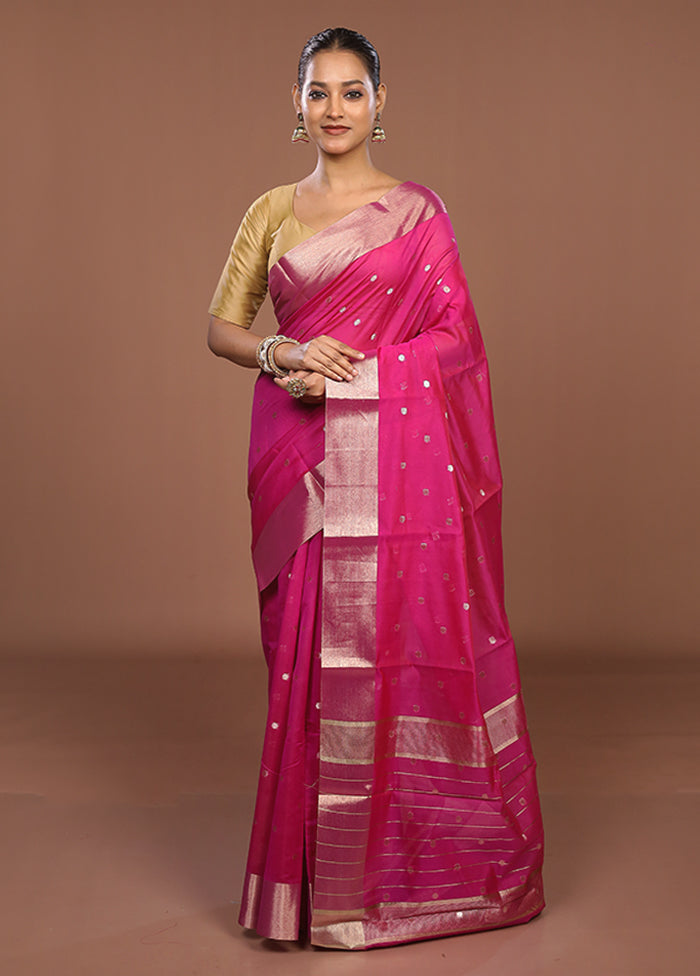 Pink Kora Silk Saree With Blouse Piece