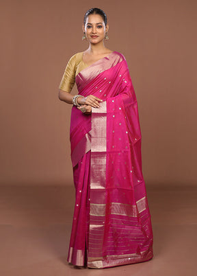 Pink Kora Silk Saree With Blouse Piece