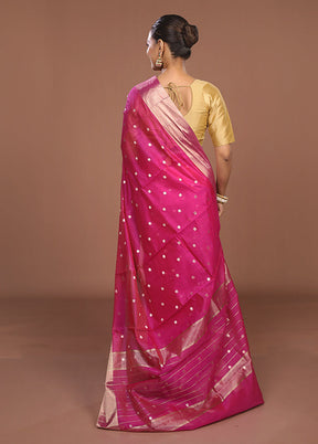 Pink Kora Silk Saree With Blouse Piece