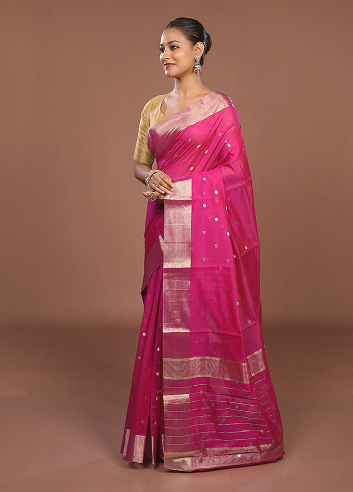 Pink Kora Silk Saree With Blouse Piece