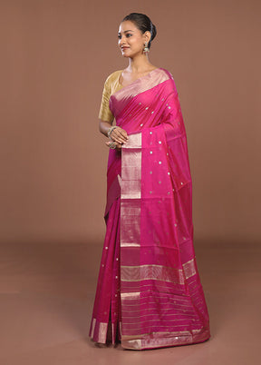 Pink Kora Silk Saree With Blouse Piece