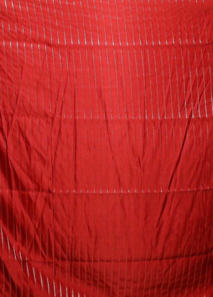 Red Banarasi Silk Saree With Blouse Piece