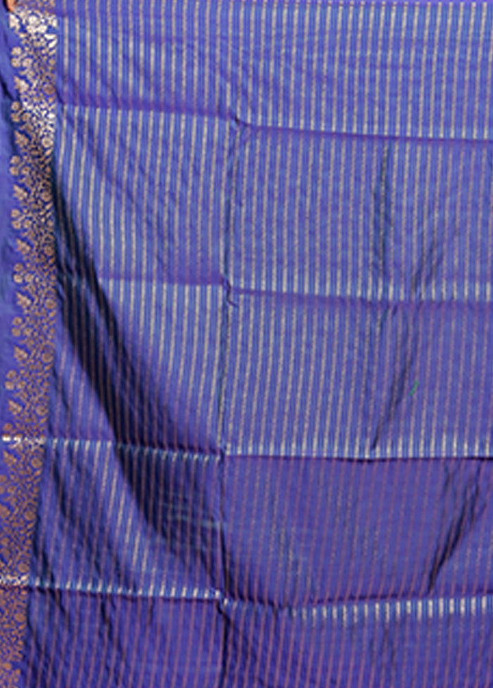 Blue Banarasi Silk Saree With Blouse Piece