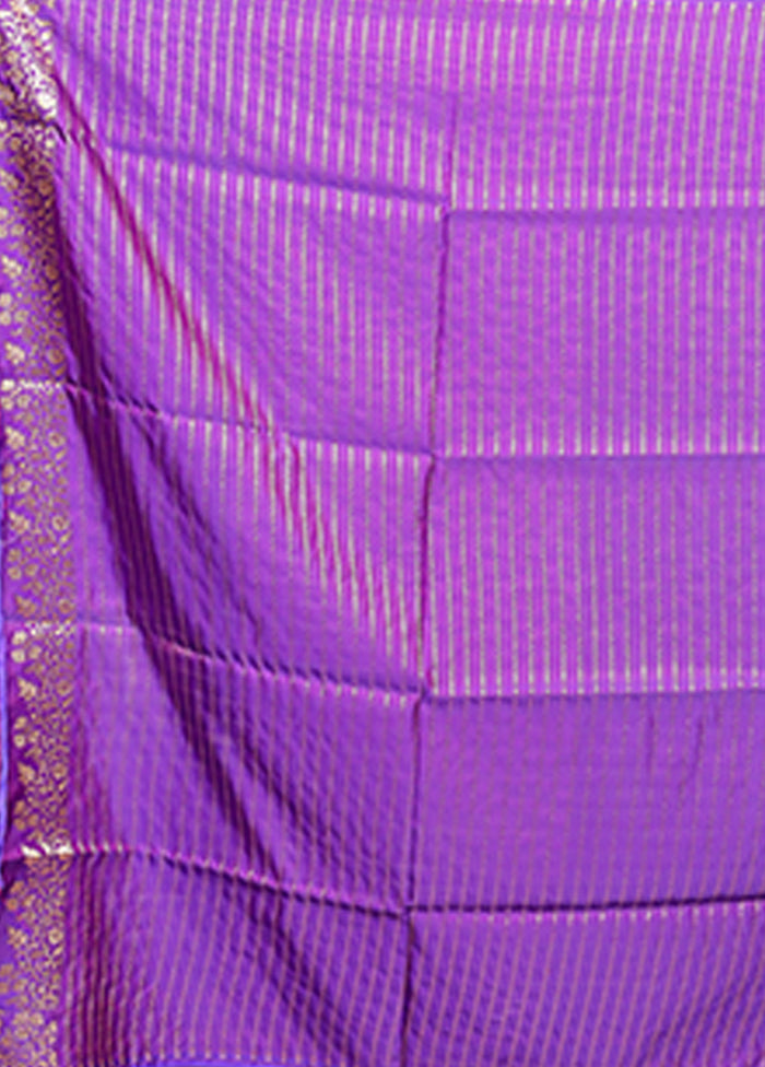 Purple Banarasi Silk Saree With Blouse Piece