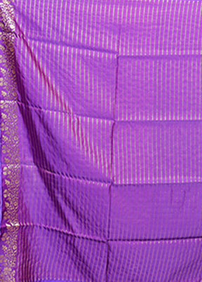 Purple Banarasi Silk Saree With Blouse Piece