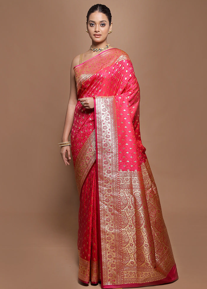 Pink Tanchoi Silk Saree With Blouse Piece